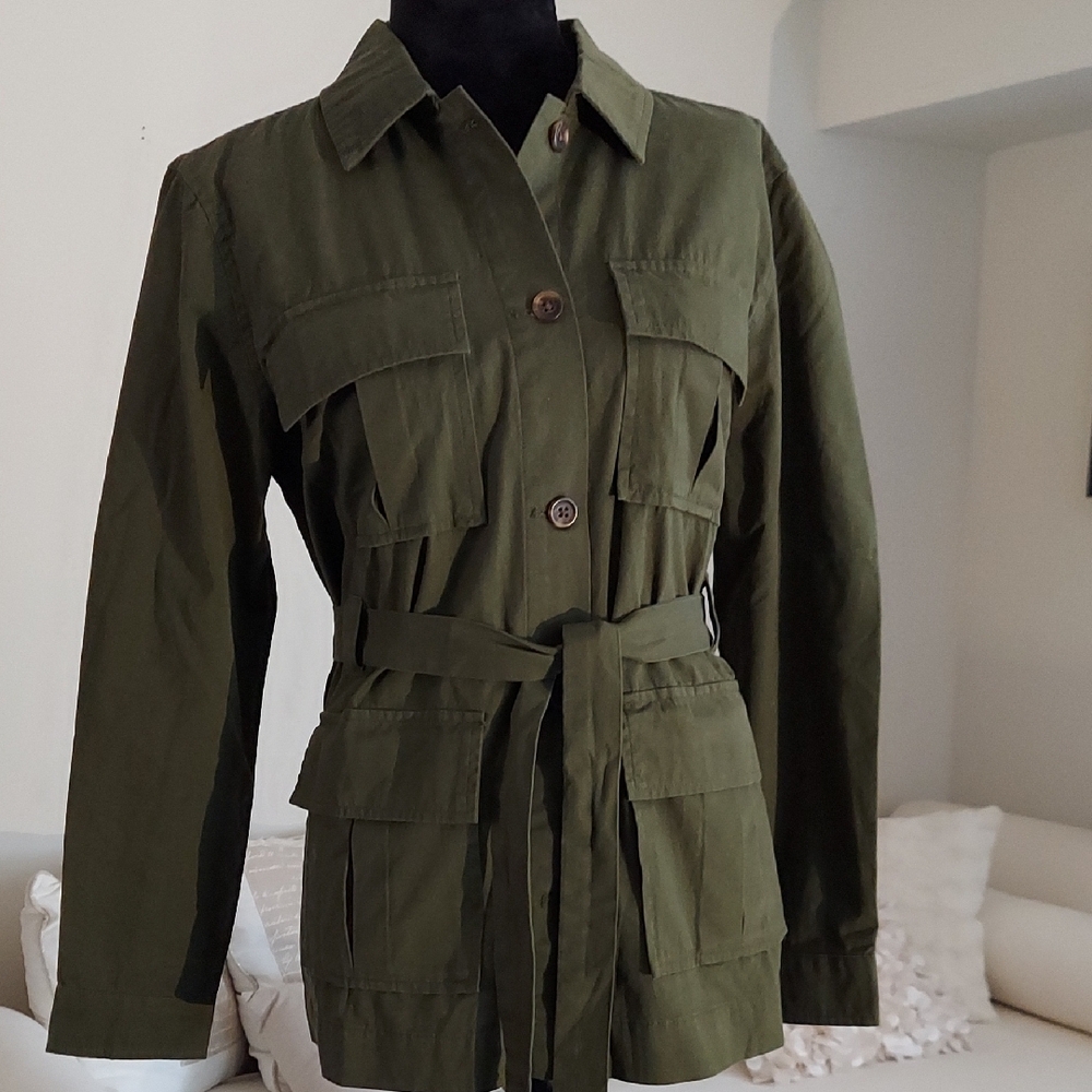 a new day Green Utility Type Dark Green 100% Cotton Jacket Small Pit to Pit 20"